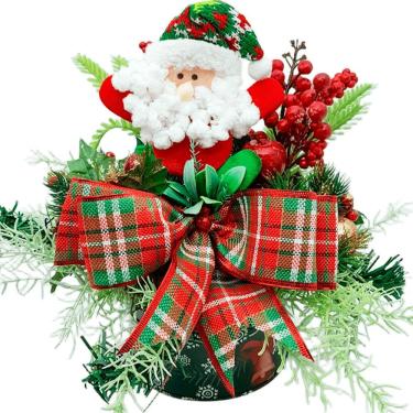 Imagem de Decoração Arranjo De Mesa Artesanal Papai Noel Natal De 30cm