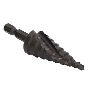 Imagem de Broca Escalonada HSS Espiral Sulco Pagode Buraco Reamer Hex Haste Ferramenta Metal Preto (Kavoletu6kfq8g4ry-12)