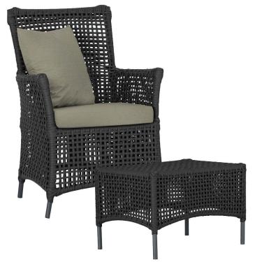 Imagem de 1 Poltrona E 1 Mesa Igapó Em Alumínio Preta Corda Náutica E8 Preto