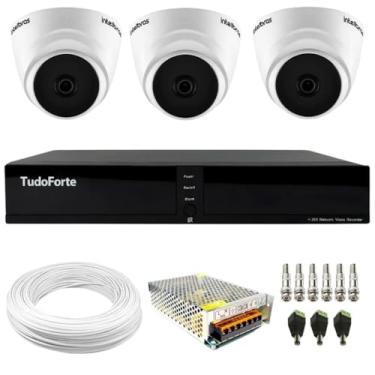 Imagem de Kit 3 Câmeras Intelbras VHD 1220 D G8 Dome Full HD 2.8mm Visão Noturna 20m + Dvr Tudo Forte TFHDX 3304 4 Canais