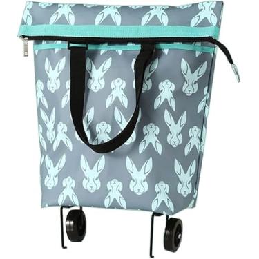 Imagem de Saco De Compras Em 2 Rodas Moda Dobrável Silencioso Saco à Prova D' água Para Compras Supermercado Viagem Piquenique Carrinho De Compras Sacos De Ombro Pesados, Orange