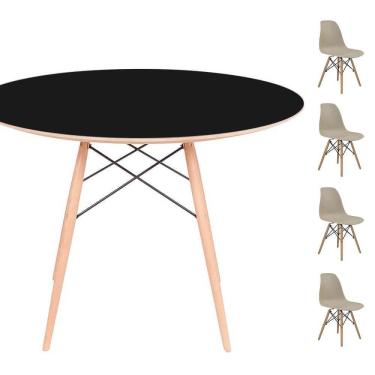 Imagem de Conjunto Mesa Eames Preta 90cm + 4 Cadeiras Fendi