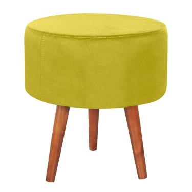 Imagem de Puff Puf Redondo Pes Palito 44x40cm Suede Amarelo Mpassos Amarelo