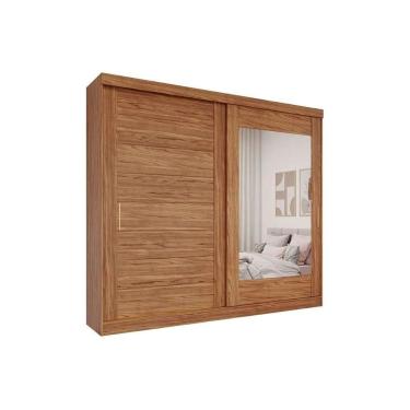 Imagem de Guarda Roupa Casal 2 Portas De Correr (1 C- Espelho) E 8 Gavetas Florença Cinamomo - Panan