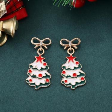 Imagem de Brincos de Natal para mulheres, árvore, Papai Noel, boneco de neve, brincos pendurados, roupas de Natal, acessórios de bijuteria, 2inch, Cobre, Sem pedra preciosa