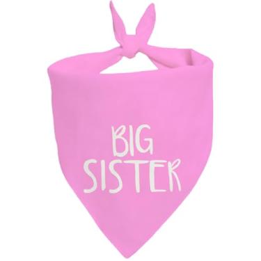 Imagem de Bandanas para cães Big Sister, pacote com 1, cachecóis rosa para filhotes, gravidez, anuncio de gravidez, cachecóis para cães pequenos, médios e grandes (irmã mais velha, tamanho único)