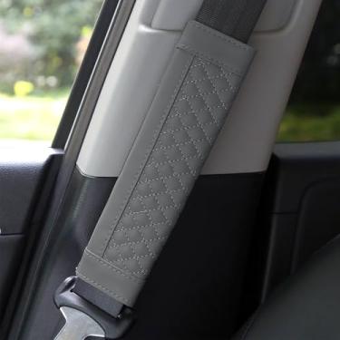 Imagem de ongfuwu 2 peças de capa de cinto de segurança de carro, capas de cinto de segurança de couro para carros, almofada de cinto de segurança automática confortável protege seu pescoço e ombro, capas de