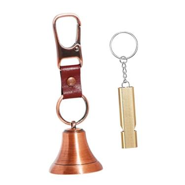 Imagem de Vaveren Conjunto de sino e apito em formato de urso, apito de emergência, chaveiro compacto, decoração para mochila, sino para animais de estimação, ideal, Bronze Vermelho Brilhante