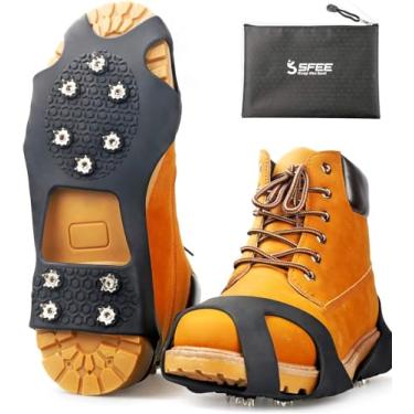 Imagem de Chuteiras de gelo para botas, grampos de tração para caminhar na neve e no gelo, homens e mulheres, 10 pontas de aço, antiderrapantes de silicone para caminhadas, escalada, corrida, pesca, montanhismo