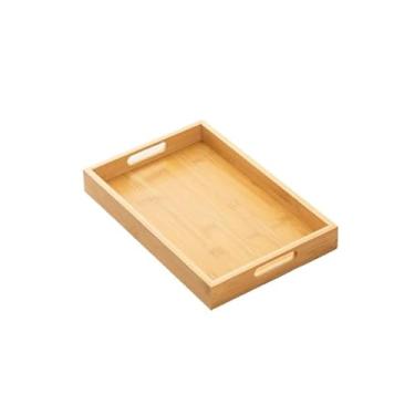 Imagem de Oferta Bandeja Retangular De Bambu 30X20X3CM Com Alça Reta
