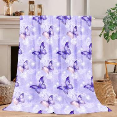 Imagem de Cobertor de borboleta, cobertor de borboleta, super macio, flanela de lã, presentes para meninos, meninas, homens, mulheres, amantes, adultos, coisas para sofá, cama, decoração de quarto 127 x 152 cm