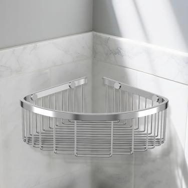 Imagem de Azcom Cesto de canto para chuveiro – Rack de armazenamento de canto de aço inoxidável 304, cesta organizadora de parede, prateleira de lavatório de saboneteira adequada para banheiro e cozinha