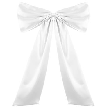 Imagem de YonJeeky Decorações de laço grande 104 x 66 centímetros laço de fita de cetim gigante para pano de fundo de festa de aniversário quarto de parede decorativo arco de coquete casamento noiva despedida