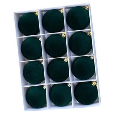 Imagem de rockible Conjunto de 12 enfeites de bolas de Natal para fotos, decoração natalina e festas, perfeitos para armários, sala de estar, porta e decoração de Natal, Verde Escuro