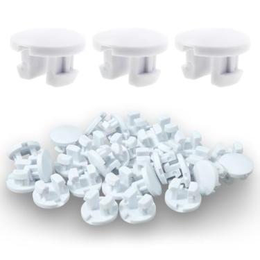 Imagem de CChiai 30 peças plugues de extremidade de trilho inferior para persianas venezianas botões de cobertura de cabo de trilho de fita branca tampas de bloqueio de plástico tampas de plástico tampas de