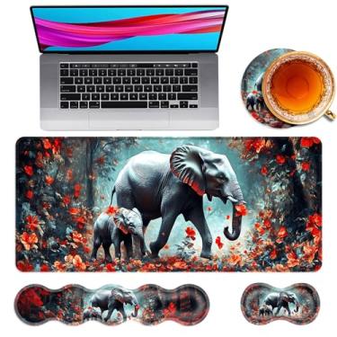 Imagem de TOEMZTFT Mouse pad grande e descanso de pulso para teclado, almofada de mesa para teclado e mouse, mouse pad grande para jogos 4 em 1 com suporte de pulso, tapete de mesa para jogos de estudo de