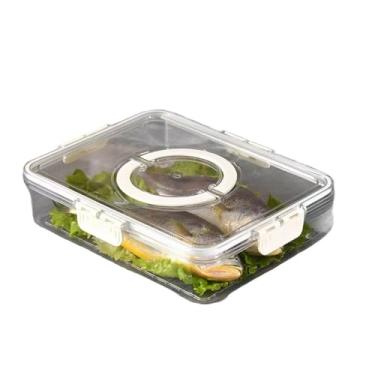 Imagem de Caixa Organizadora de Alimentos Transparente Geladeira Empilhável Multiuso com Divisórias (Caixa Sem Divisória)