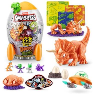 Imagem de Ovo Smashers Dino vs Aliens Triceratops Verde 25 Surpresas - Fun