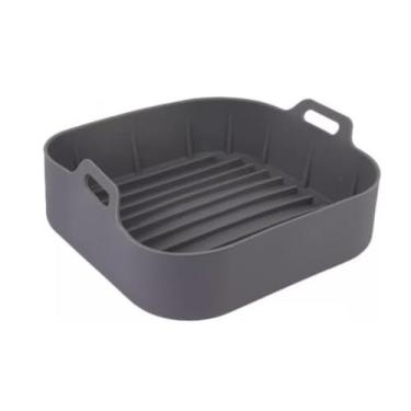 Imagem de Forma Cesto Assadeira Silicone Air Fryer Quadrada Com Alça