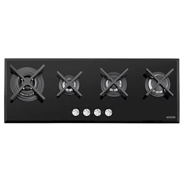 Imagem de Cooktop a Gás Tramontina Slim Glass Flat 4GG B 100 Safestop em Vidro Temperado Preto e Trempes em Ferro Fundido