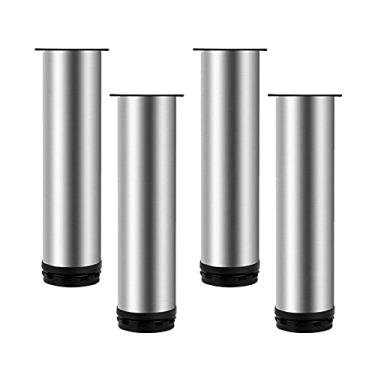Imagem de LUOFDCLDDD Pernas de móveis, conjunto de 4 pernas de armário de metal, pernas de aço inoxidável, pernas de sofá cilíndricas, pés de cozinha, para armário, mesa de café, camas, mesa, altura ajustável 0