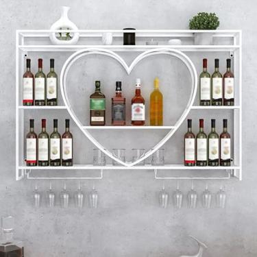 Imagem de Prateleiras de parede de vinho penduradas para sala de estar, suporte de taça de vinho comercial moderno, suporte de parede de grande capacidade para garrafas de vinho, rack de vinho industrial