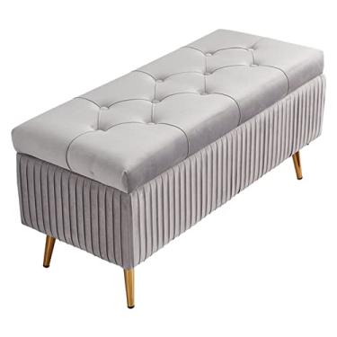 Imagem de Banqueta Ottomans para pés com banco de pés de armazenamento oculto estofado com pernas de metal - banco de cabeceira de cama, banco de janela para sala de estar quarto/cor 8/80 x 40 x 45 cm