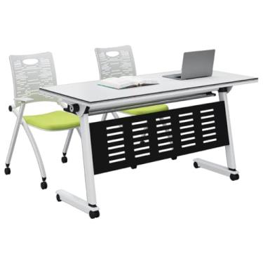 Imagem de JYXYXSCP Mesa portátil, mesa de cabeceira ajustável em altura para laptop, mesa sobre rodas, mesa de pé com rodinhas para computador para escritório em casa, quarto (140 x 60 x 75 cm)