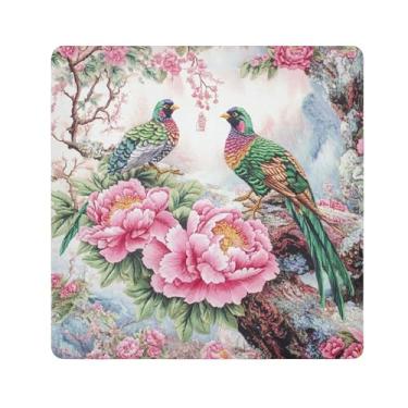 Imagem de SEHANY Saco de maquiagem de pano autoadesivo colorido flores primavera pássaro mágico protetor portátil para lente de câmera envoltório cosmético, bolsa de maquiagem aberta para mulheres, itens