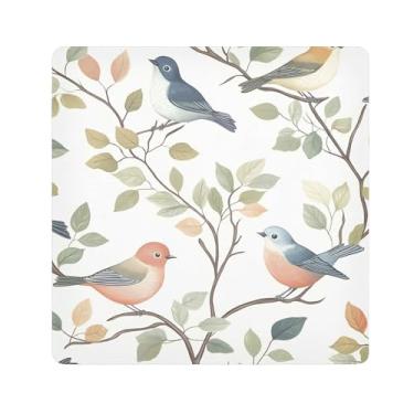 Imagem de SEHANY Saco de maquiagem de pano autoadesivo colorido flores primavera pássaro mágico protetor portátil para lente de câmera envoltório cosmético, bolsa de maquiagem aberta para mulheres, itens