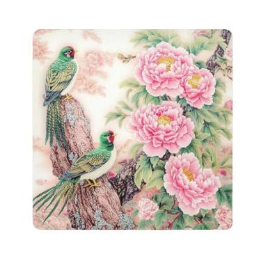 Imagem de SEHANY Saco de maquiagem de pano autoadesivo colorido flores primavera pássaro mágico protetor portátil para lente de câmera envoltório cosmético, bolsa de maquiagem aberta para mulheres, itens