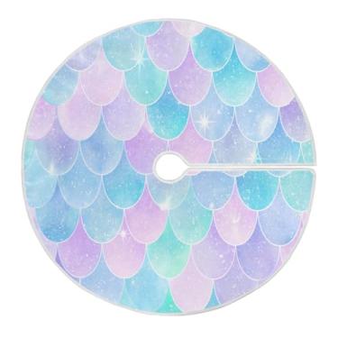 Imagem de Blueangle Saia de árvore de Natal com escamas de sereia de 89,9 cm - poliéster macio e resistente a rugas, decoração de férias para festas de Natal, árvore festiva e decoração de casa (384)