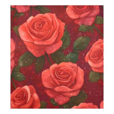 Imagem de Blueangle Capa magnética para lava-louças Roses, decoração de capa frontal para lava-louças, decalques de armário doméstico, adesivos de eletrodomésticos, adesivo magnético para decoração de dia dos