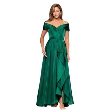 Imagem de Xscape Vestido feminino de organza tomara que caia com babados drapeado evasê até o chão, Verde, 46