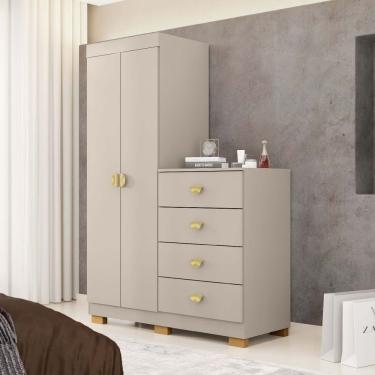 Imagem de Cômoda Guarda-roupa 4 Gavetas 2 Portas Cristal Fendi - Vila Rica