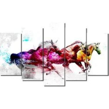 Imagem de quadros decorativo 5 peças mod Cavalos aquarela - autopc 3mm