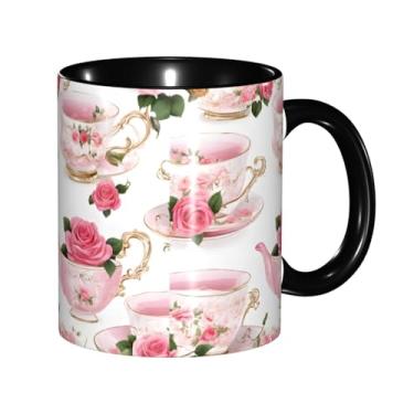 Imagem de Zeraoke Chávenas de chá com rosas românticas estampadas gastas canecas de café criativas, personalizadas, presente para família, tamanho de 325 ml, unissex