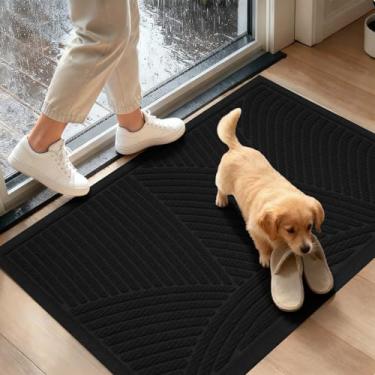 Imagem de HIYARD Tapete de porta frontal durável, tapete de porta de boas-vindas absorvente e lamacento resistente à sujeira ao ar livre, interno, tapete de entrada antiderrapante para entrada de baixo perfil