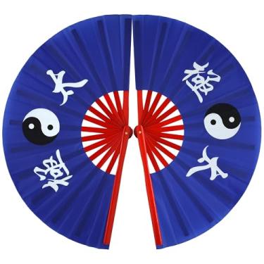 Imagem de ZooBoo Elegante conjunto de leques de Tai Chi para mão esquerda e direita – Fã tradicional de desempenho de Kung Fu para dança, artes marciais e meditação (par)