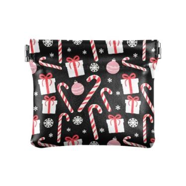 Imagem de Burbuja Bolsa feminina de apertar com elementos de Natal, porta-moedas, porta-moedas, de couro, portátil, para batom, organizador de cosméticos