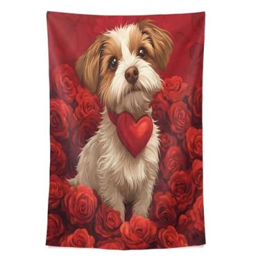 Imagem de STAYTOP Tapeçaria de parede de cachorro fofo para decoração de casa, decoração de dormitório, sala de estar, quarto, tapete de parede (80 × 60 pol)