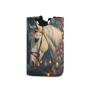 Imagem de xigua Cavalo de Natal grande cesto de roupa suja com alça, cesto de roupas dobrável, cesta de armazenamento dobrável para organização de brinquedos e roupas no quarto, banheiro e lavanderia