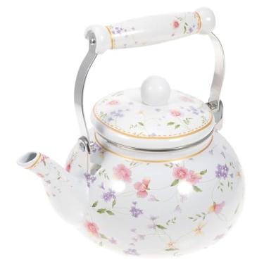 Imagem de Yadlan Chaleira esmaltada de 2,5 L para chá e café, chaleira com infusor compatível com placas a gás de indução, resistente ao calor e segura para uso doméstico, chaleira de pescoço de ganso