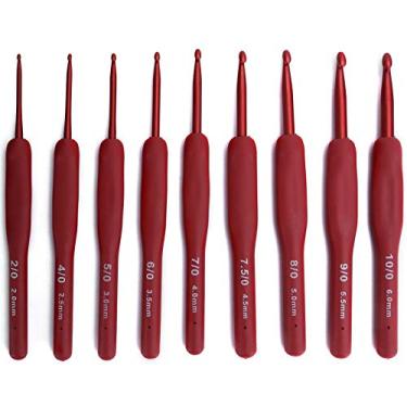 Imagem de Pssopp Gancho de crochê Ergonômico de 9 Pces, Conjunto de Gancho de crochê da Camisola de Alta Densidade do Punho de Borracha para a Vida útil Longa Longa da Identificação Fácil