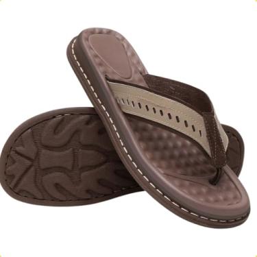 Imagem de Chinelos ortopédicos Sandálias de couro Resistentes à compressão (Bege,41)