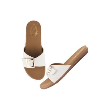 Imagem de Shoetopia Sandálias femininas estilo cunha, Branco, 38