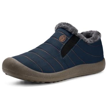 Imagem de Eagsouni Botas de Neve Masculinas Botas de Inverno Sem Cadarço Antiderrapantes Resistente à Água Totalmente Forrado com Pele, Blue-low Top, 8 Women/7 Men