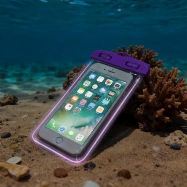 Imagem de Bolsa de telefone à prova d'água, capa de telefone à prova d'água para iPhone 17 16 15 14 13 Pro Max, bolsa seca para celular IPX8 Beach Cruise Ship Essentials 21.1 cm (roxo)