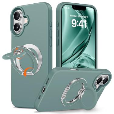Imagem de XYZ Capa para iPhone 16 de 6,1 polegadas, suporte duplo de silicone macio, capa protetora de silicone líquido premium, toque acetinado suave, à prova de choque com forro de microfibra (verde)