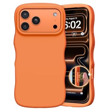 Imagem de BENTOBEN Capa magnética para iPhone 17 Pro 2025, linda moldura ondulada encaracolada [compatível com Magsafe] Capa protetora de silicone fina à prova de choque feminina para iPhone 17 Pro, laranja